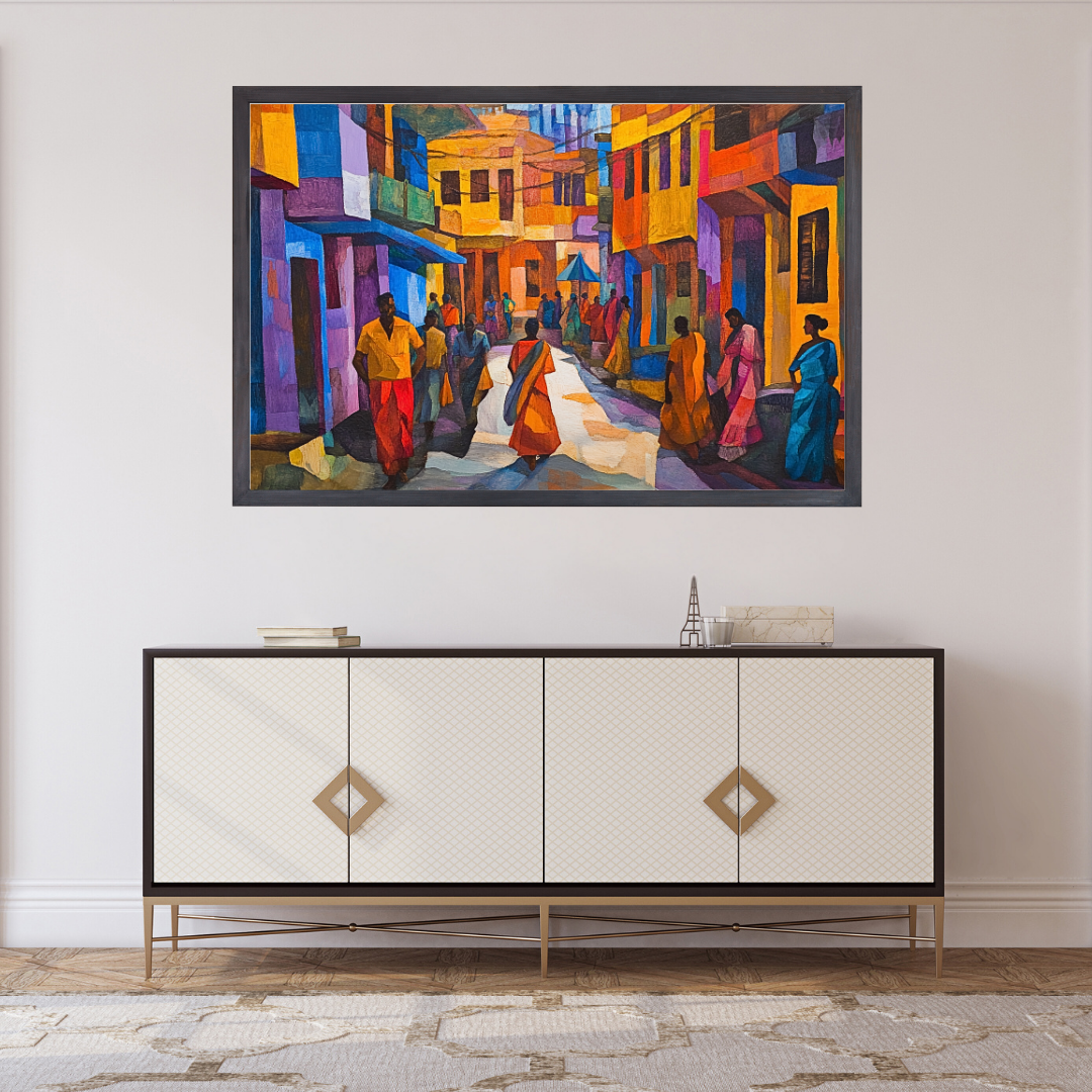 Indian Street Scene: Vibrant colors, bustling energy - Cityscapes