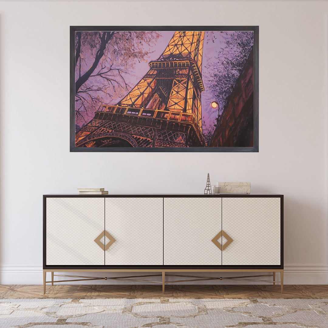 Eiffel Tower at Twilight: Soft colors, city lights, and iron latticework - Cityscapes