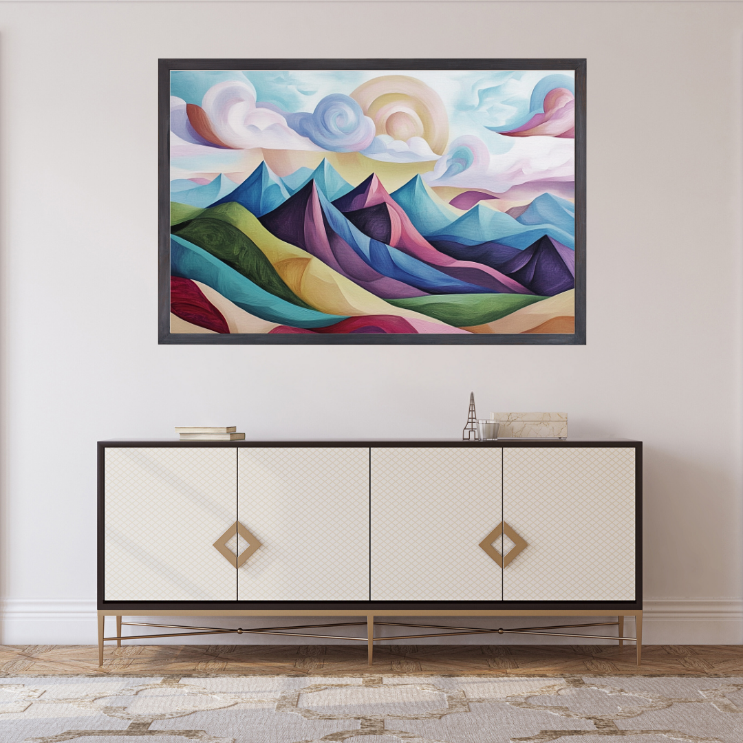 Dreamy Mountains: Soft colors, swirling clouds, and abstract peaks - Landscapes