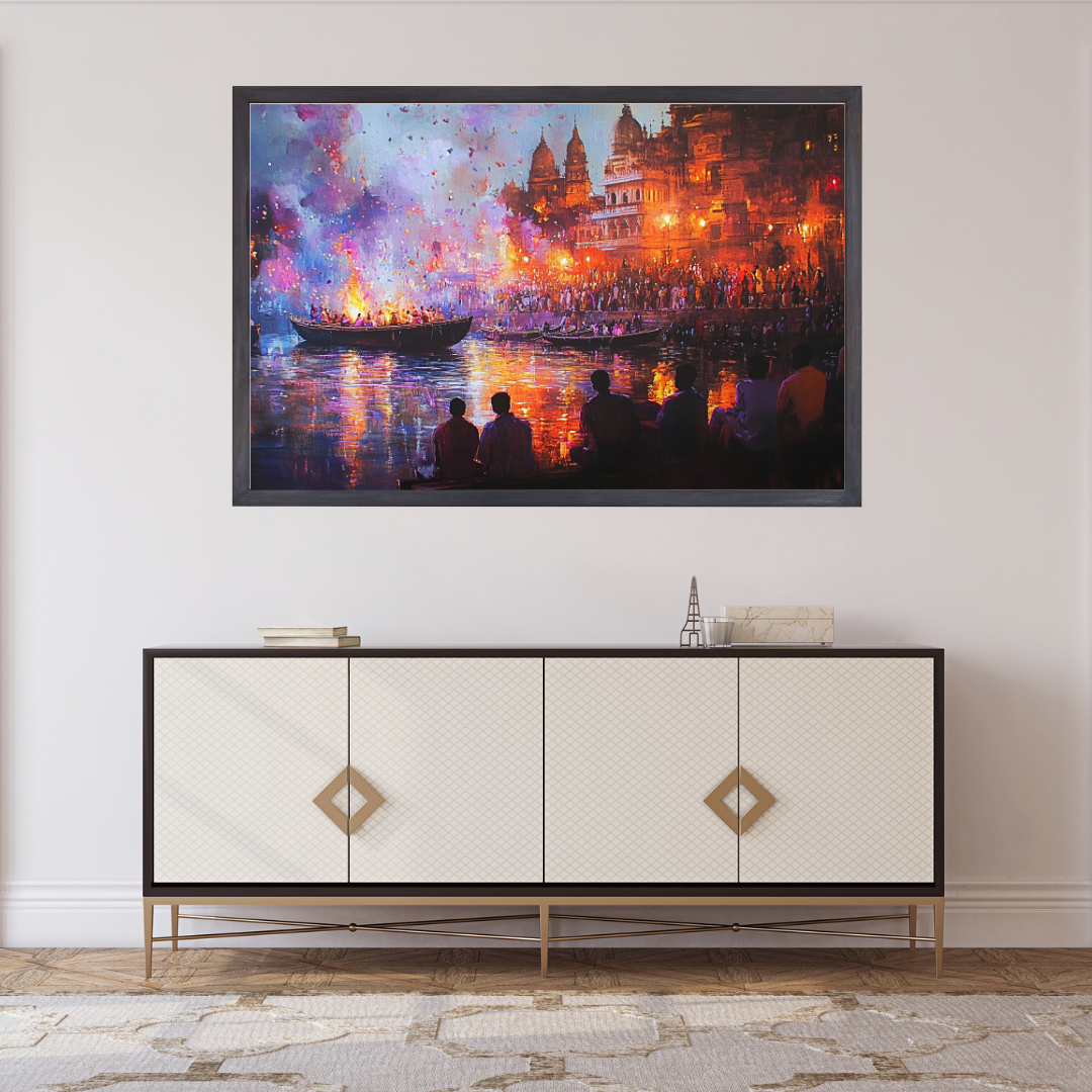 Ganga Aarti in Varanasi: Vibrant colors, sacred Ganges River, and spiritual energy - Landscapes