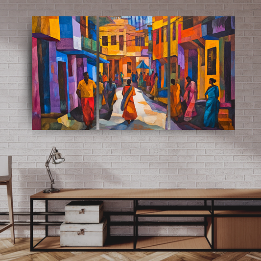 Indian Street Scene: Vibrant colors, bustling energy - Cityscapes