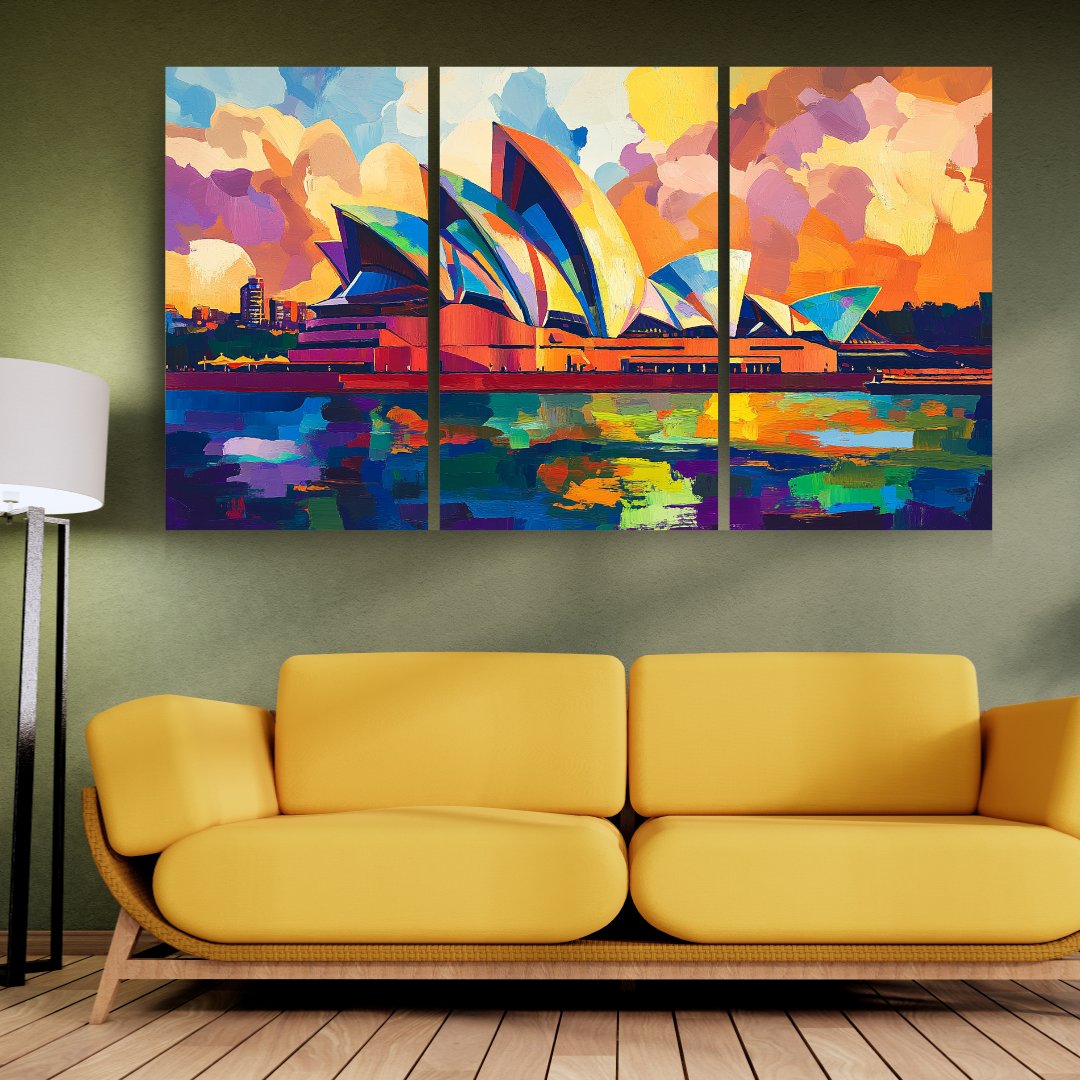 Sydney Opera House: Vibrant colors, sail-like design, and harbor views -Landscapes