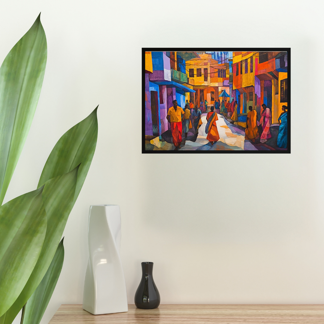 Indian Street Scene: Vibrant colors, bustling energy - Cityscapes