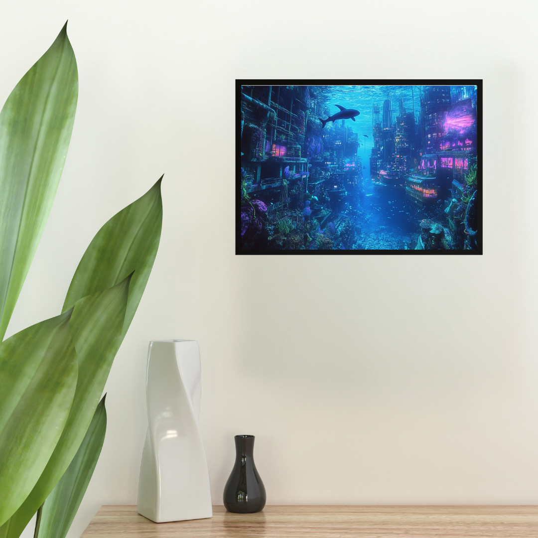 Underwater City: Submerged cityscape, marine life, and abstract colors - Landscapes
