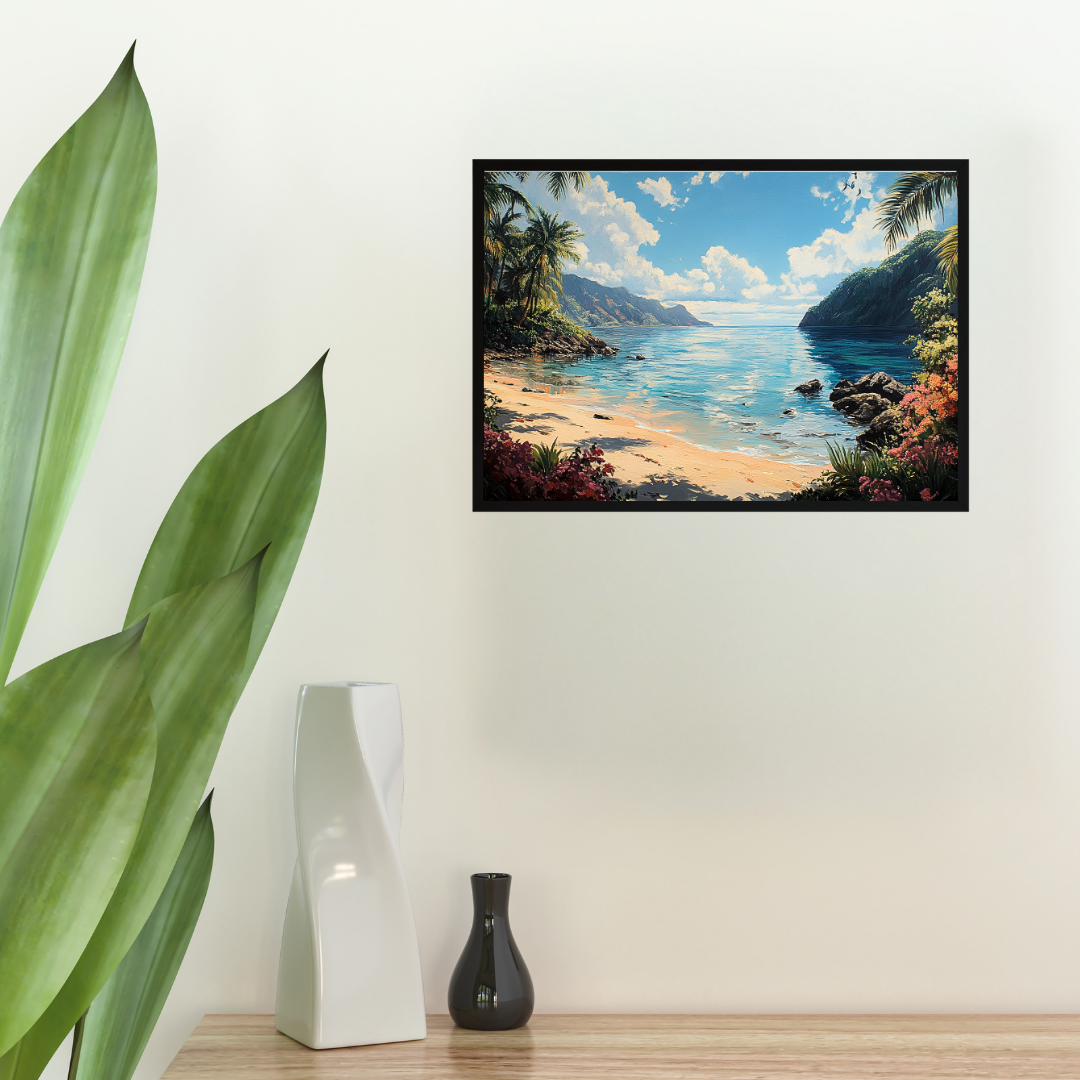 Tropical Oasis 2: Vibrant colors, palm trees, and serene water - Landscapes