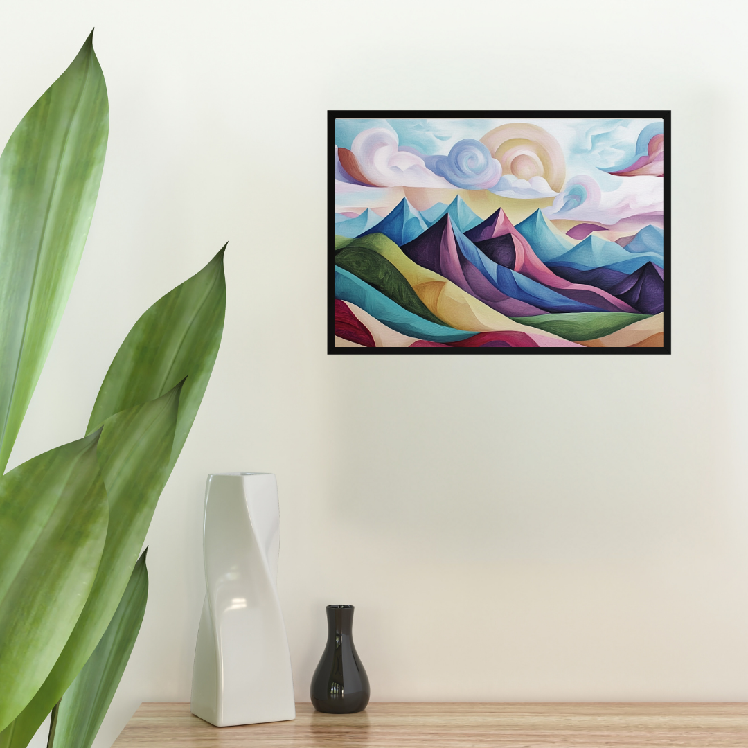 Dreamy Mountains: Soft colors, swirling clouds, and abstract peaks - Landscapes