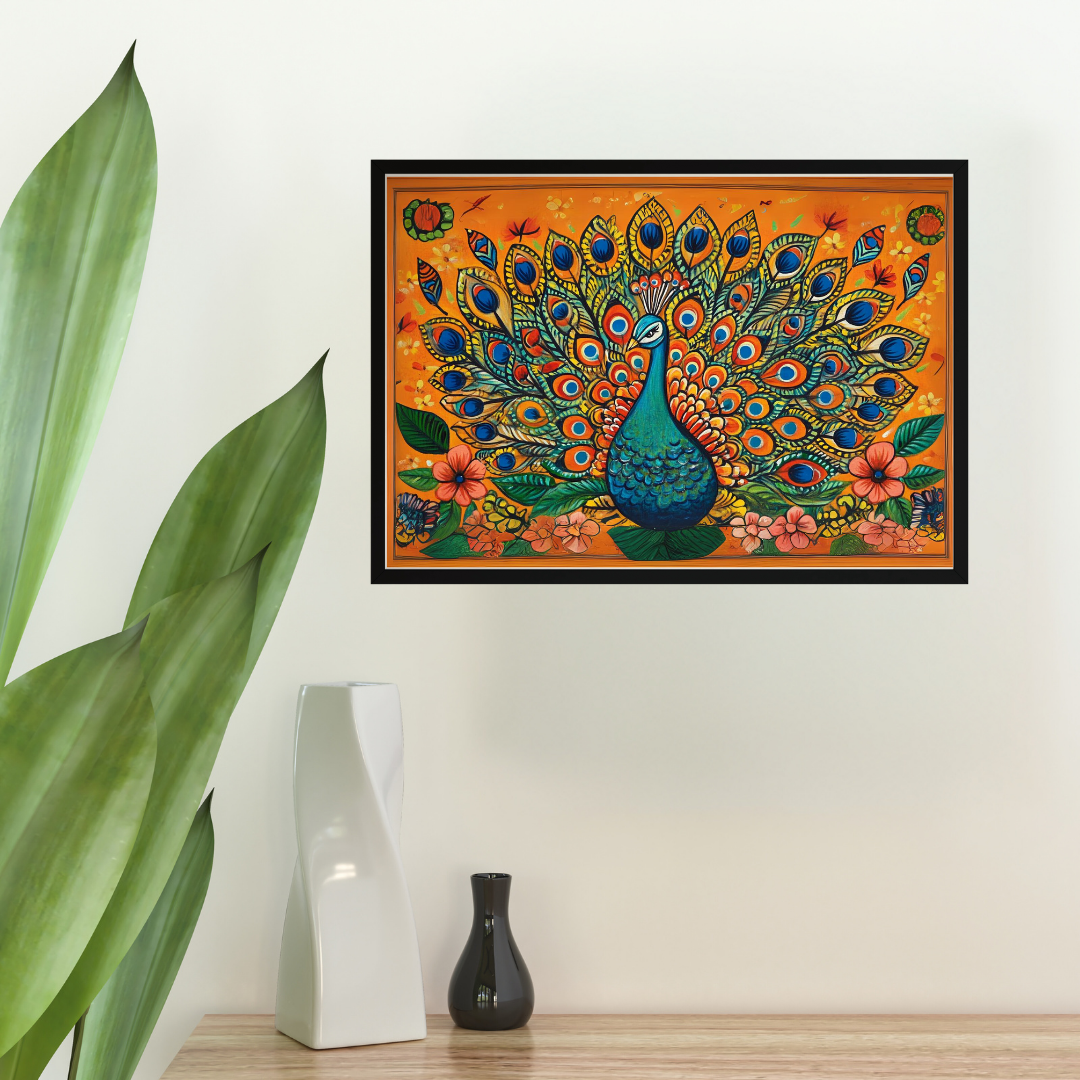 Peacock Motif - Representing beauty and pride - Indian Folk Artwork