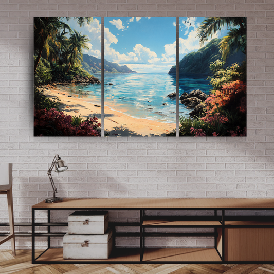 Tropical Oasis 2: Vibrant colors, palm trees, and serene water - Landscapes
