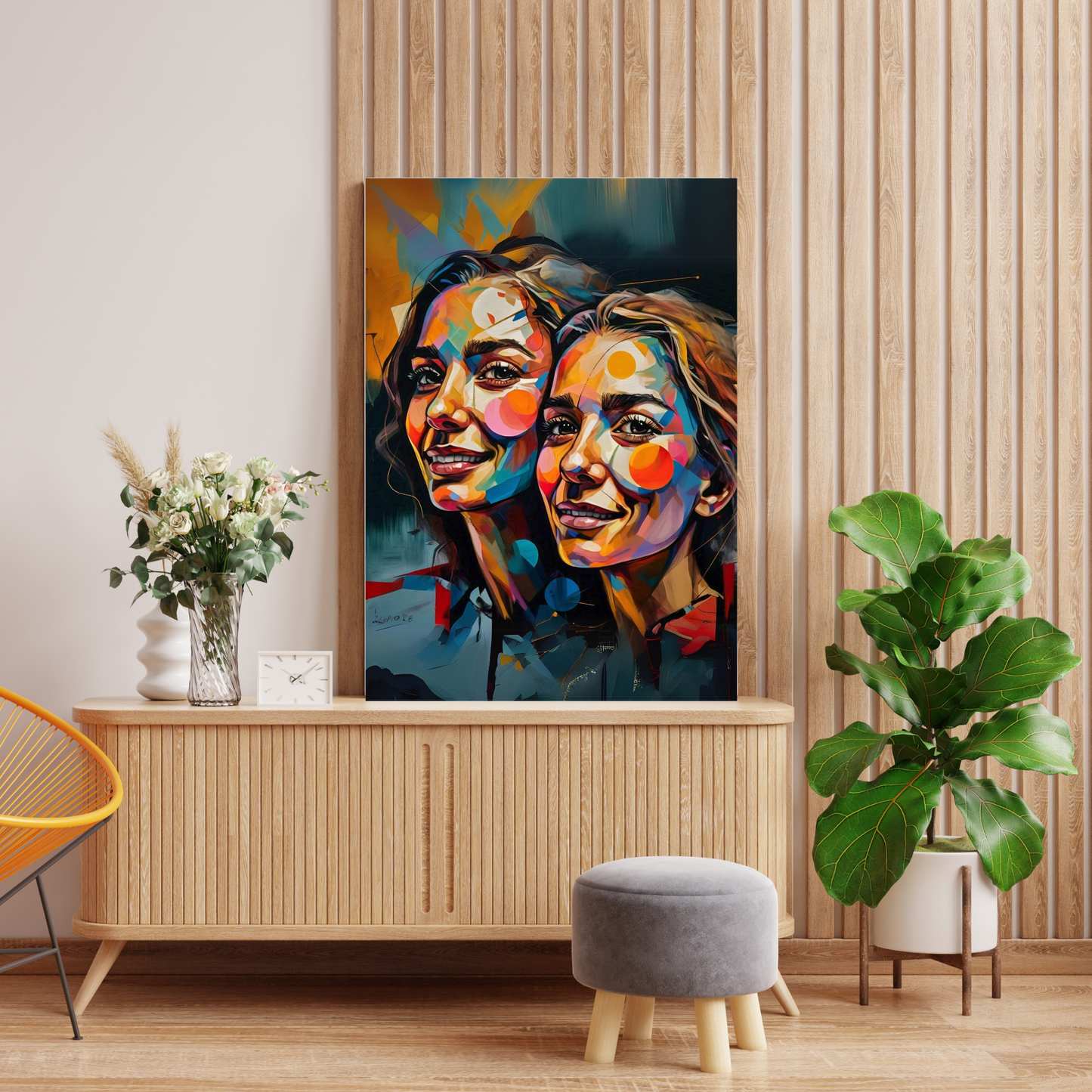 Phoenix Rising - Face Portrait Art, Symbolizing Transformation and Renewal