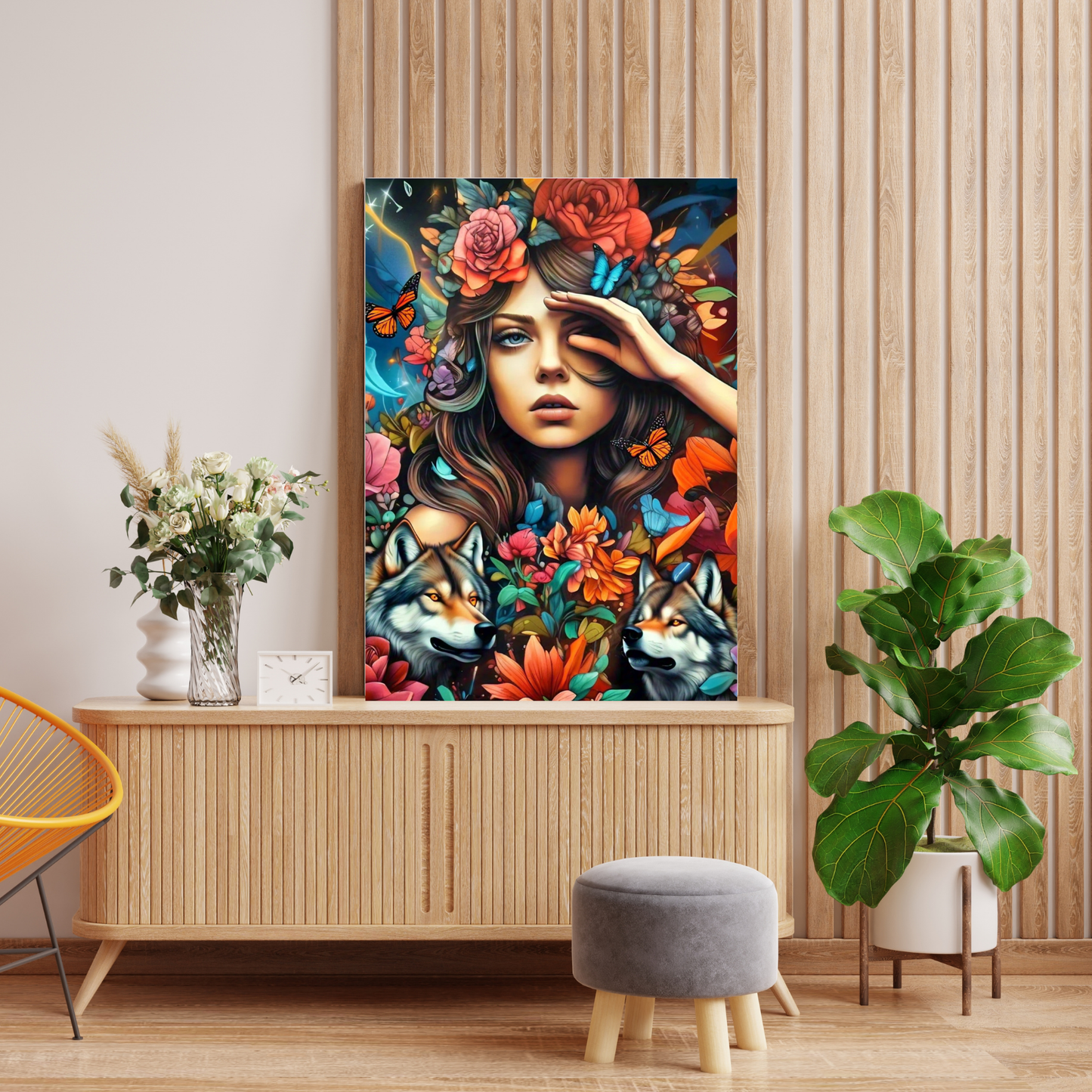 Freedom - Wolf Spirit Woman Portrait Art