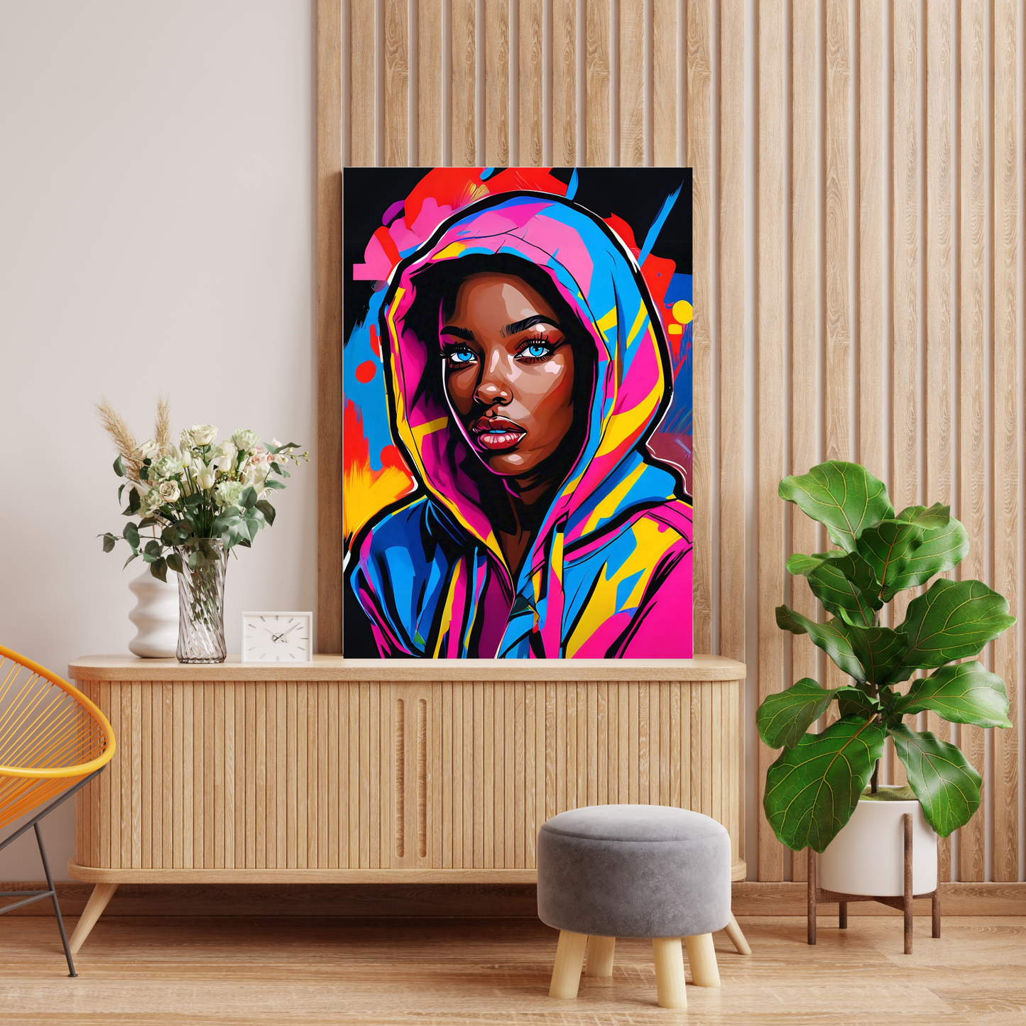 Midnight Muse - Hoodie-Clad Woman Portrait Painting, Inspired by the Night