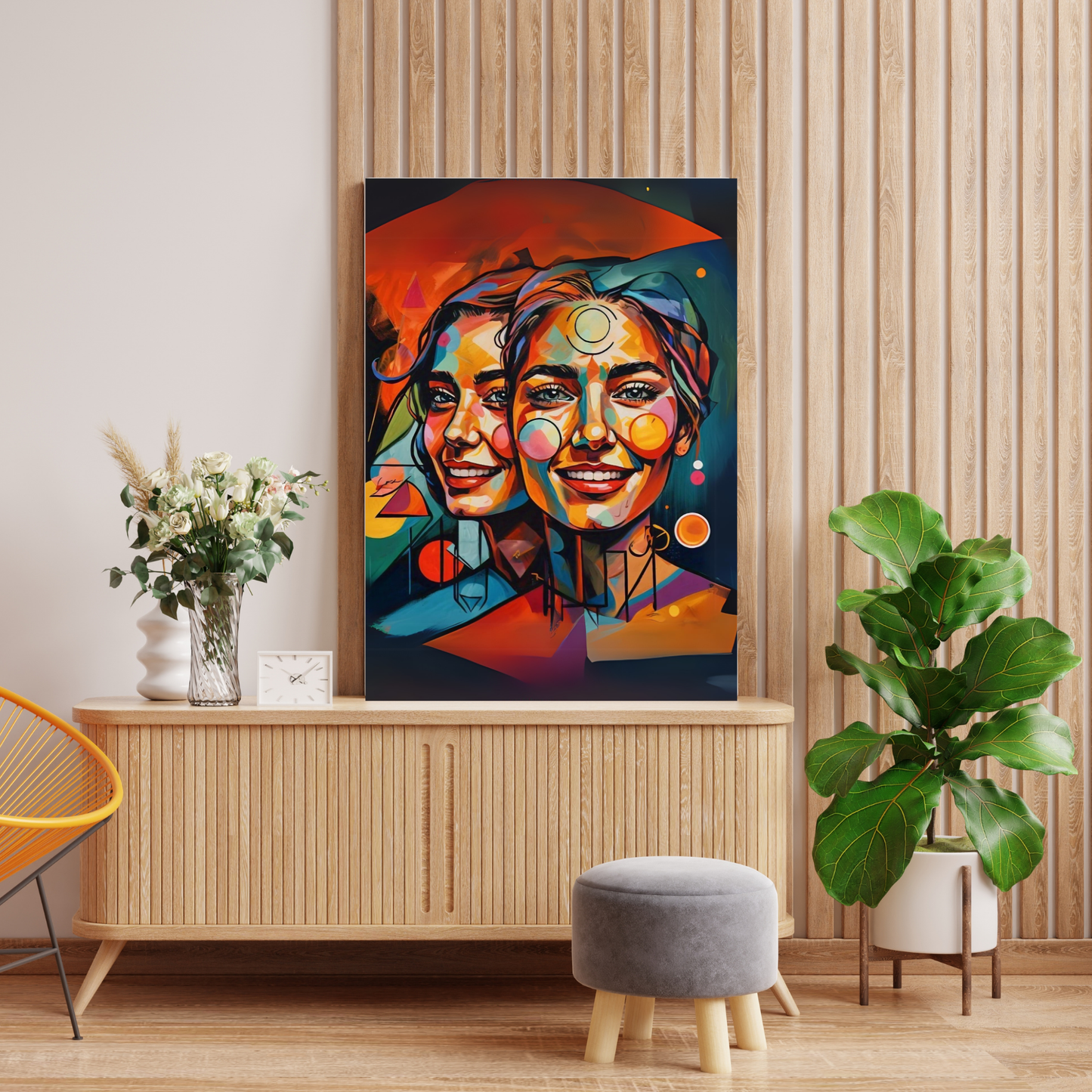 Twin Flames - Face Portrait Art, Representing Spiritual Connection