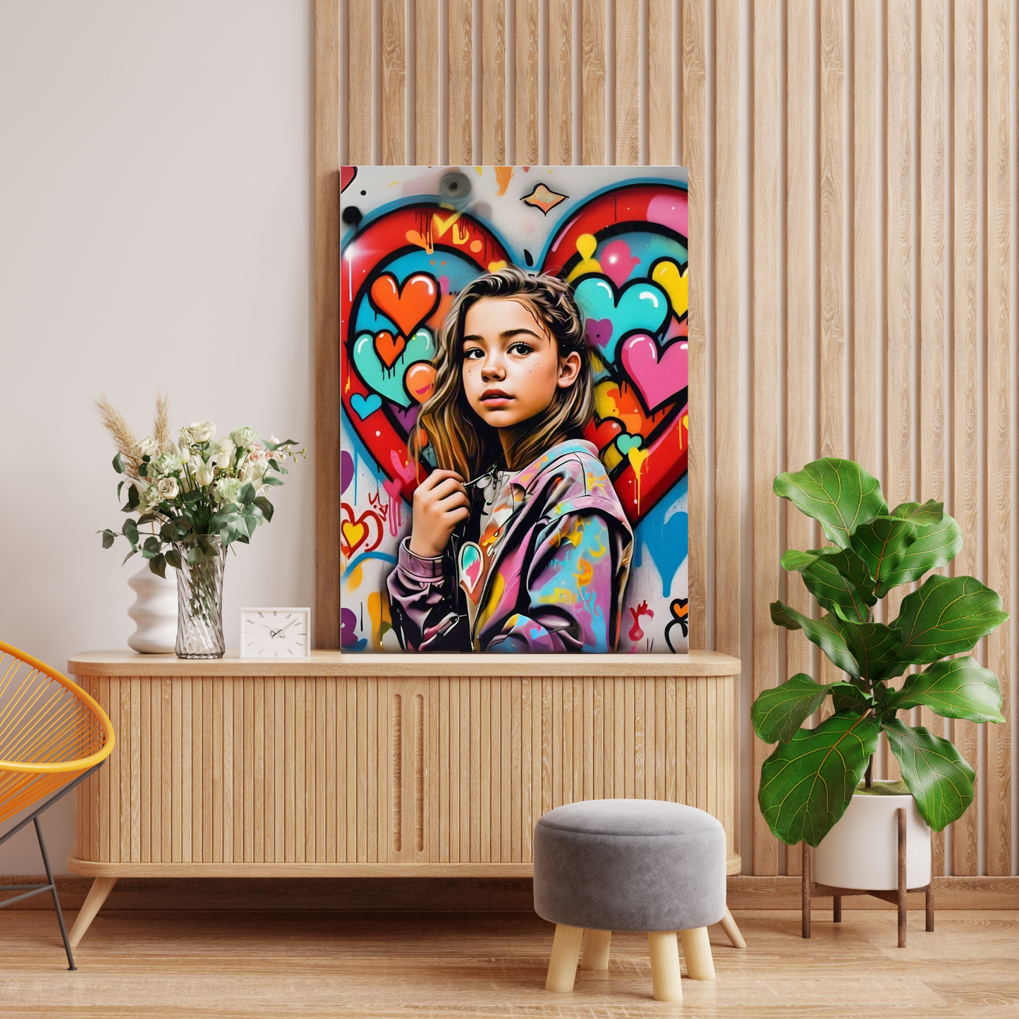 A Symphony of Hearts - Girl Portrait Art
