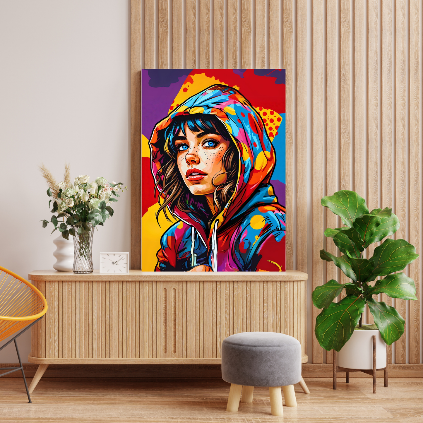 Rebel Heart - Hoodie-Clad Woman Portrait Art