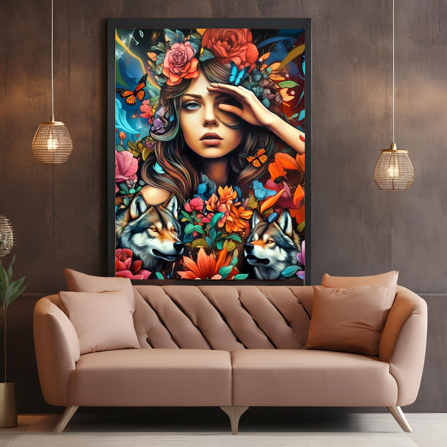 Freedom - Wolf Spirit Woman Portrait Art