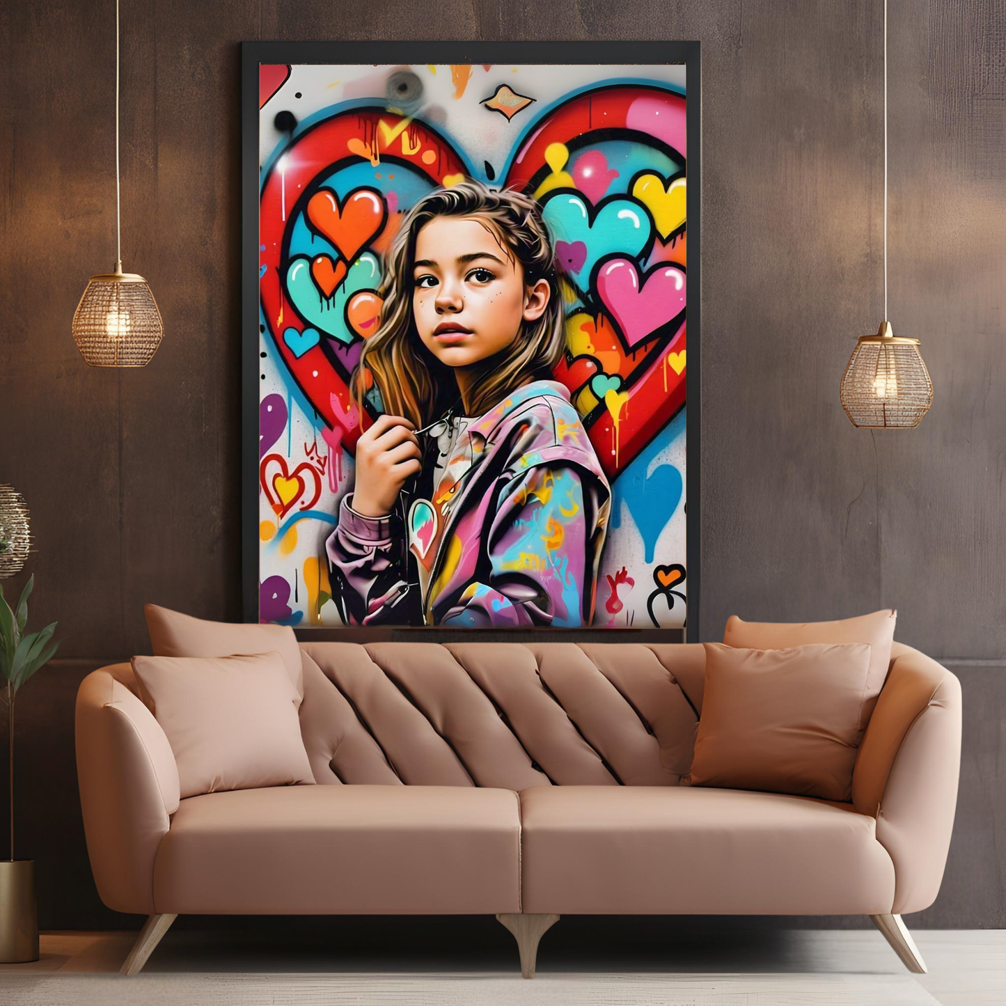 A Symphony of Hearts - Girl Portrait Art