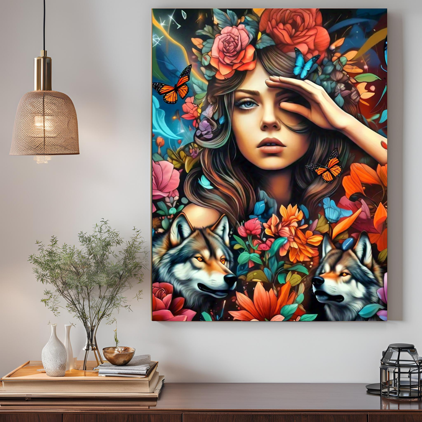 Freedom - Wolf Spirit Woman Portrait Art