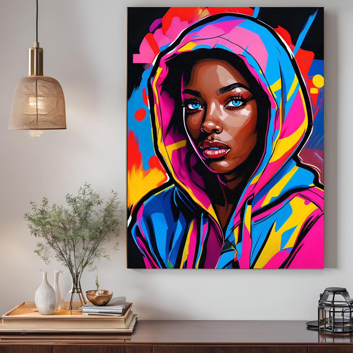 Midnight Muse - Hoodie-Clad Woman Portrait Painting, Inspired by the Night