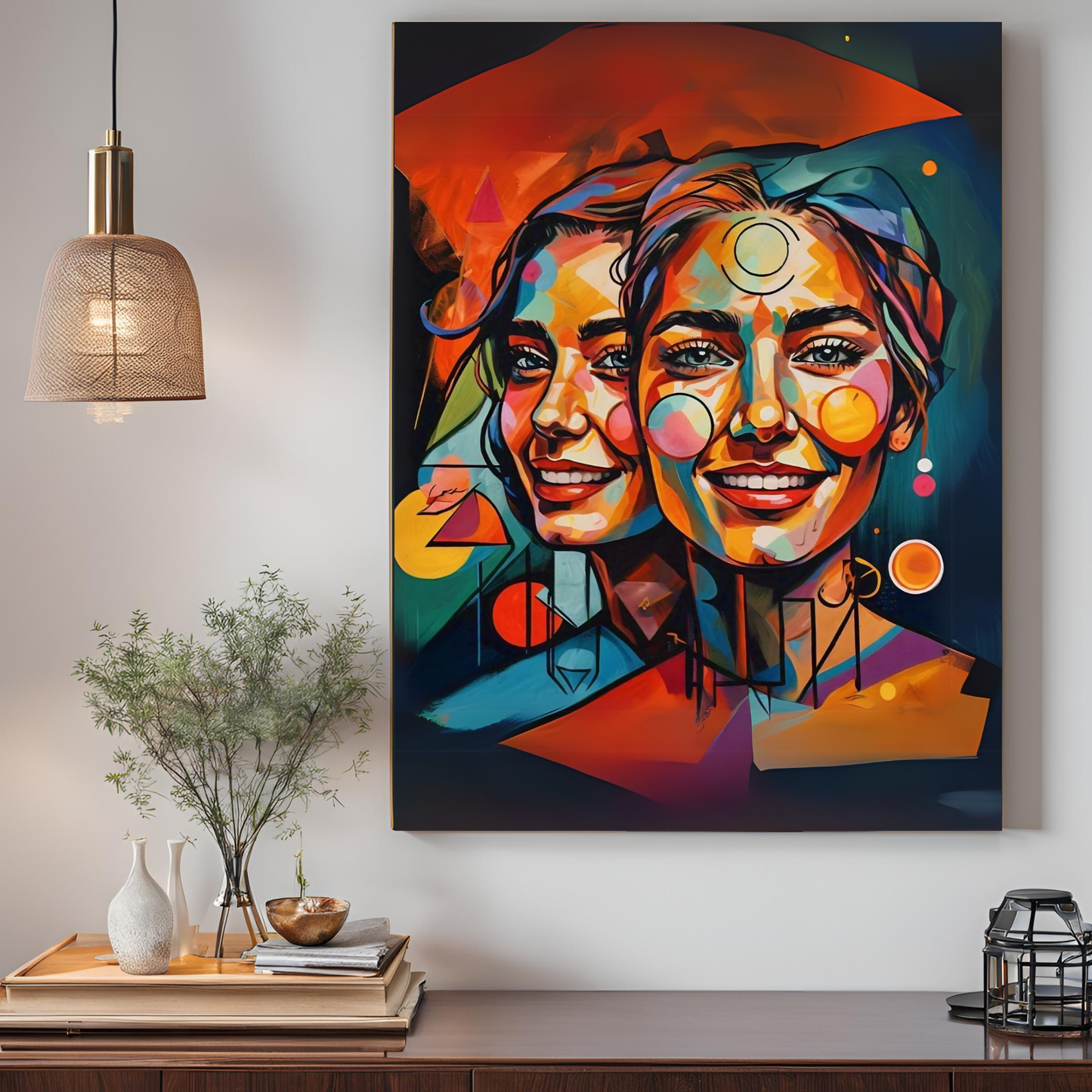 Twin Flames - Face Portrait Art, Representing Spiritual Connection