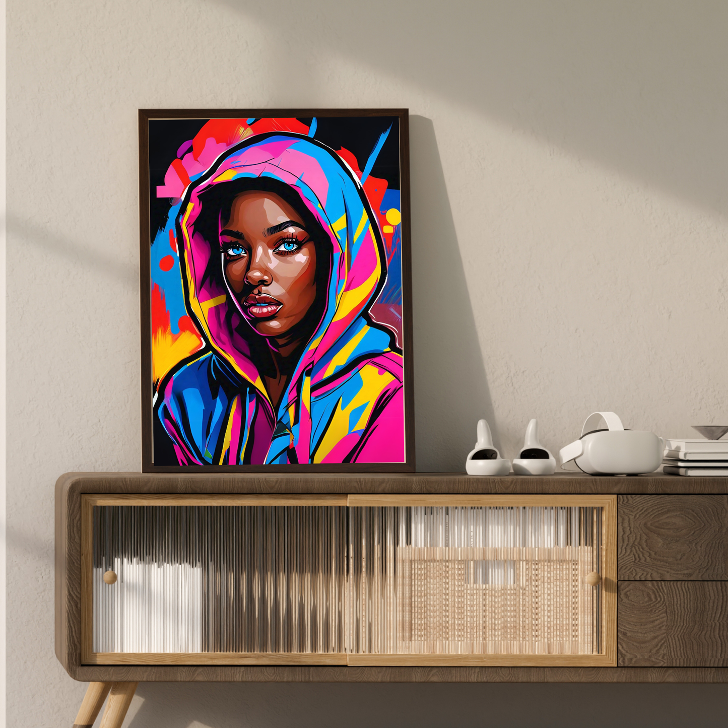 Midnight Muse - Hoodie-Clad Woman Portrait Painting, Inspired by the Night