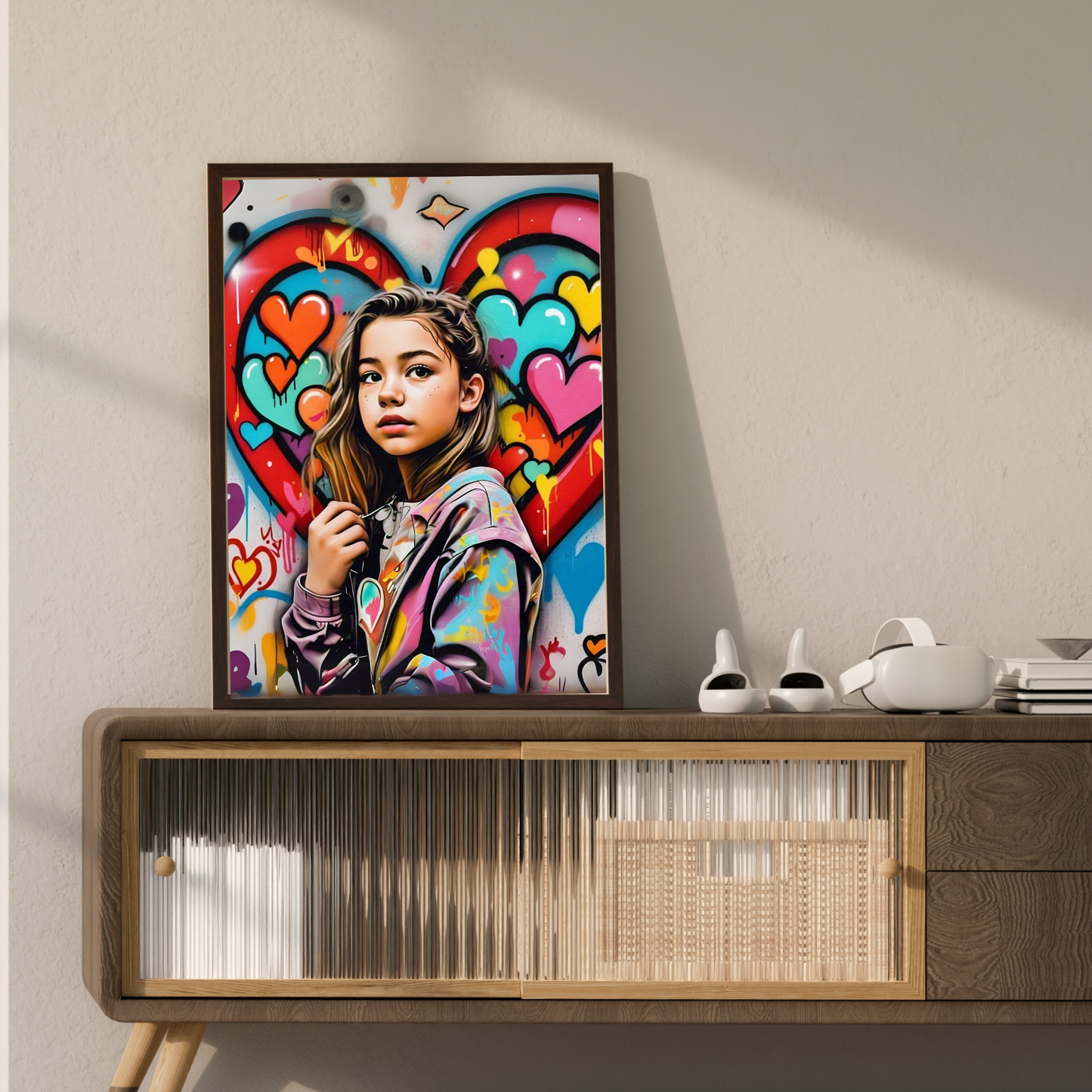 A Symphony of Hearts - Girl Portrait Art