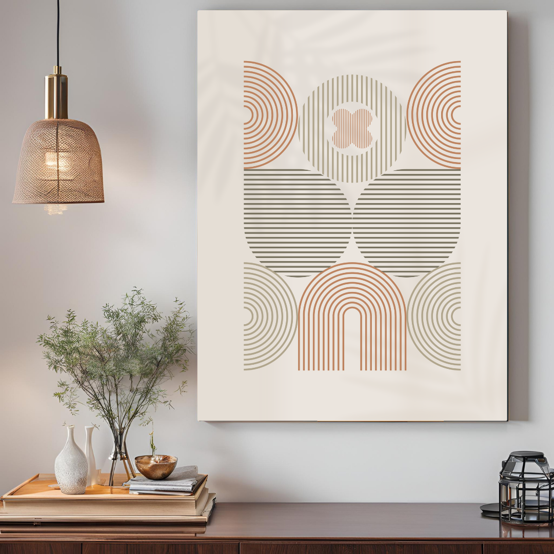 Pastel Beige Geometric Coupled Boho Art