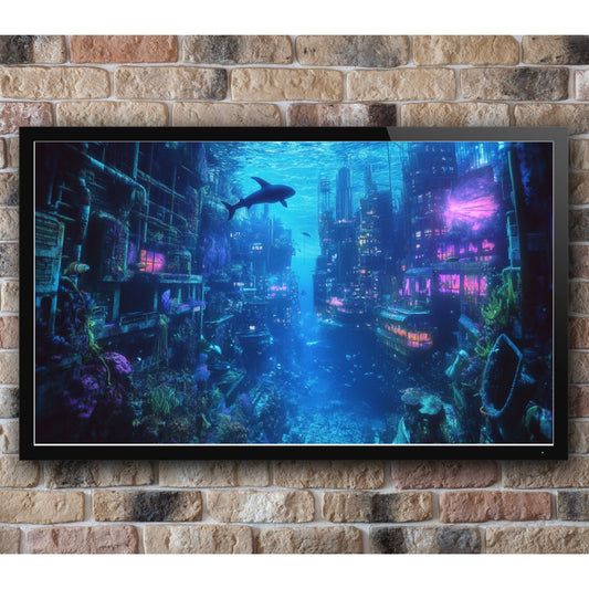 Underwater City: Submerged cityscape, marine life, and abstract colors - Landscapes