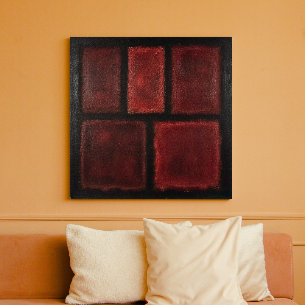 Five Darks in Red- Abstract Art