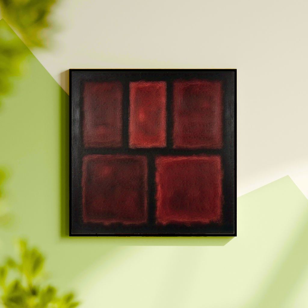 Five Darks in Red- Abstract Art