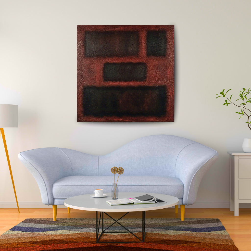 Four Darks in Red- Abstract Art