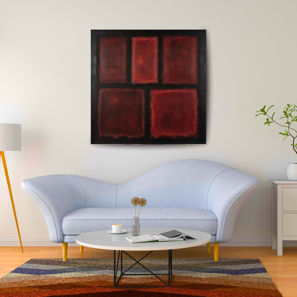 Five Darks in Red- Abstract Art