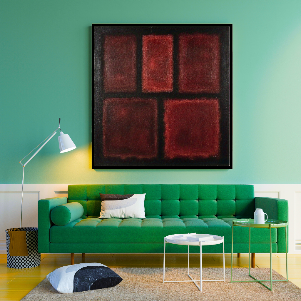 Five Darks in Red- Abstract Art