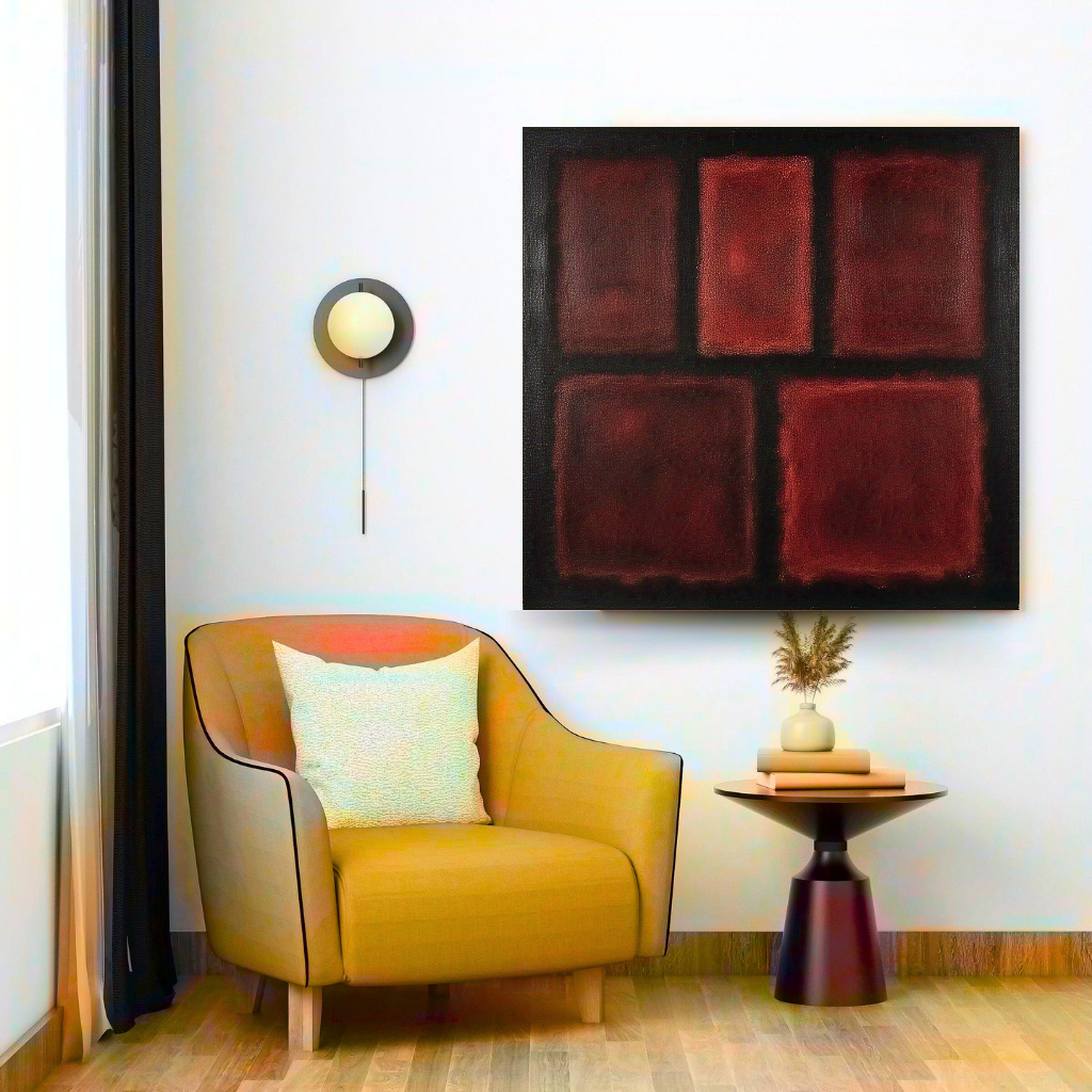 Five Darks in Red- Abstract Art