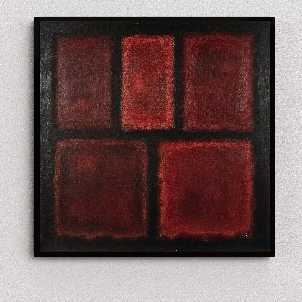 Five Darks in Red- Abstract Art