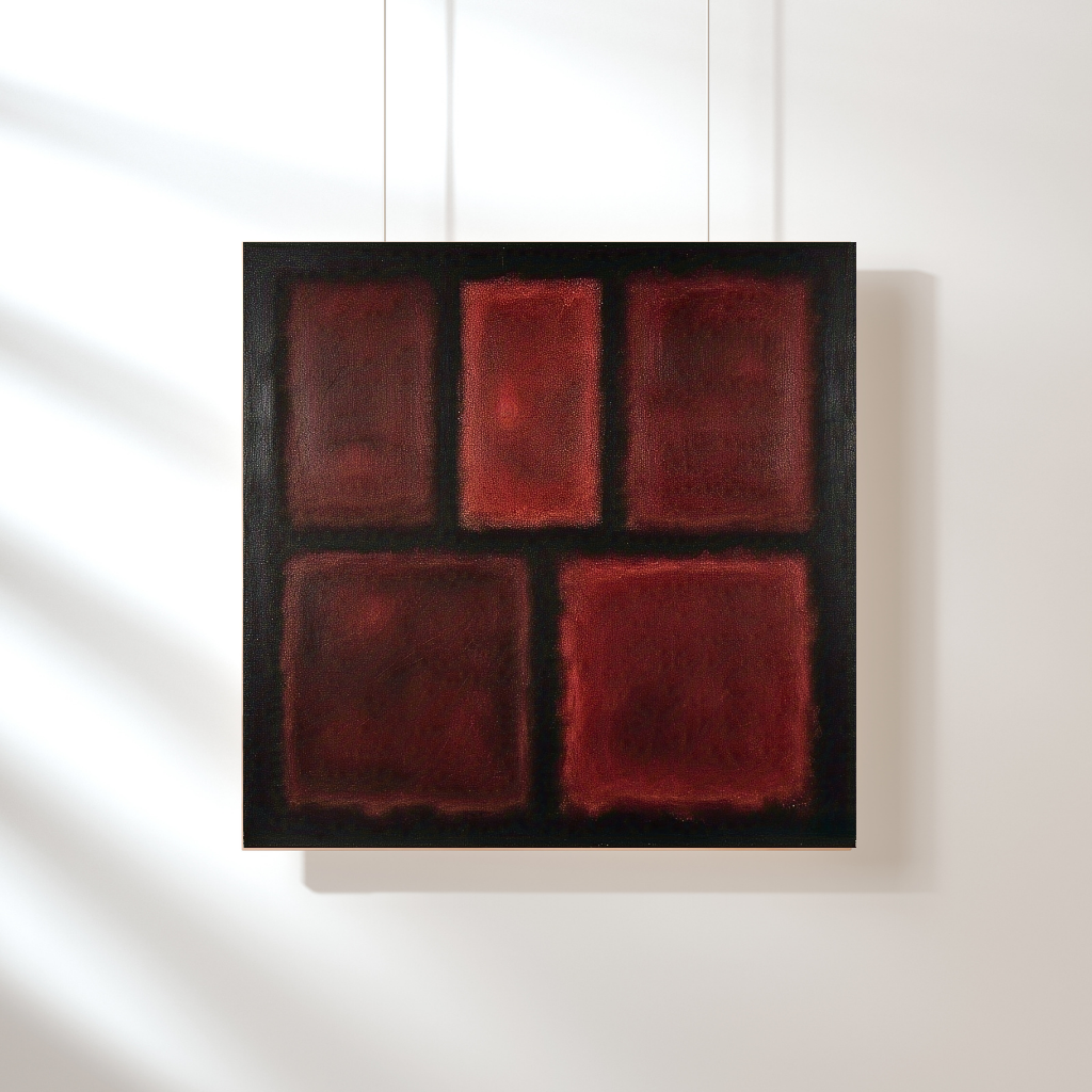Five Darks in Red- Abstract Art