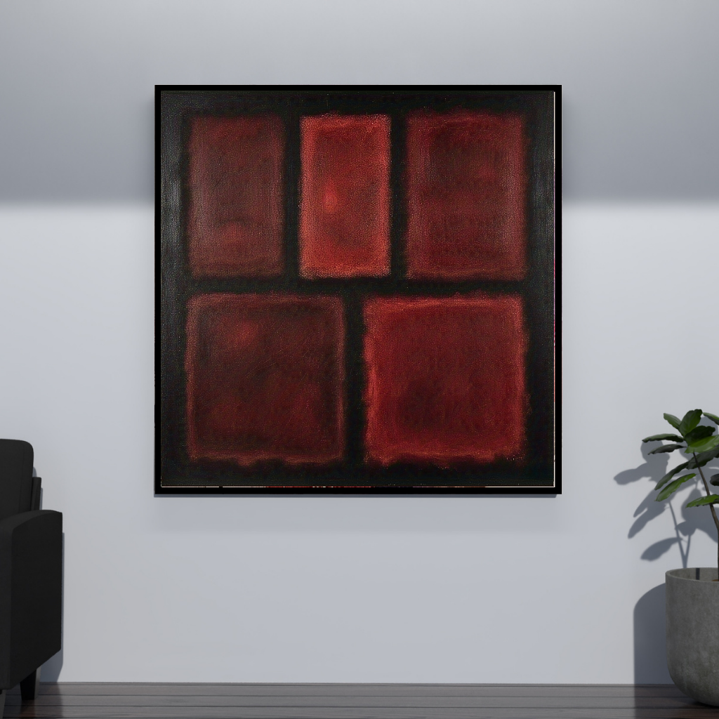 Five Darks in Red- Abstract Art