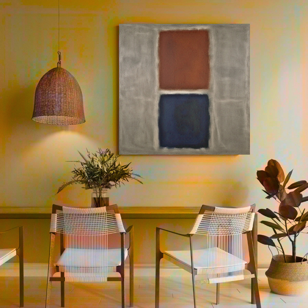 Blue Ember Glow (Inspired by No. 61 (Rust and Blue)) - Abstract Art