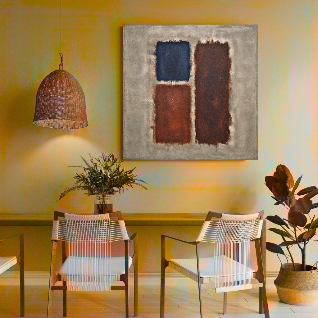 Nocturnal Bloom (Inspired by No. 61 (Rust and Blue)) - Abstract Art