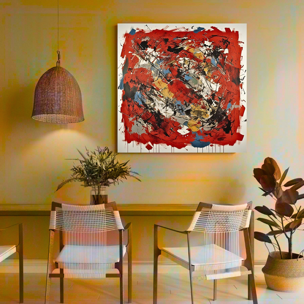 Crimson Cadence (Inspired by Indian Red Ground) - Abstract Art