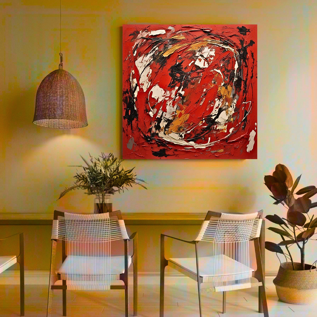 Scarlet Vortex (Inspired by Indian Red Ground) - Abstract Art