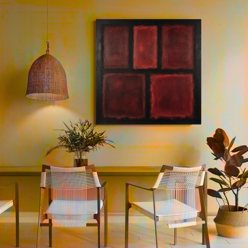 Five Darks in Red- Abstract Art