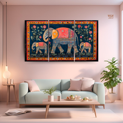 Madhubani Painting Art | Elephant Family- Strength and unity | Indian Folk Art