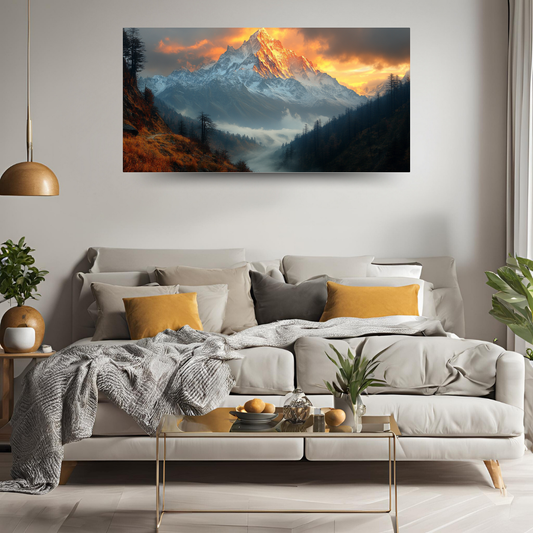 Himalayan Dawn: Snow-capped Mountains, Golden light, and Misty atmosphere - Landscapes