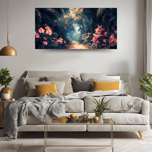 Amazon Rainforest: Lush canopy, Exotic flowers, and Majestic trees - Landscape Art