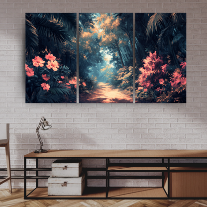 Amazon Rainforest: Lush canopy, Exotic flowers, and Majestic trees - Landscape Art