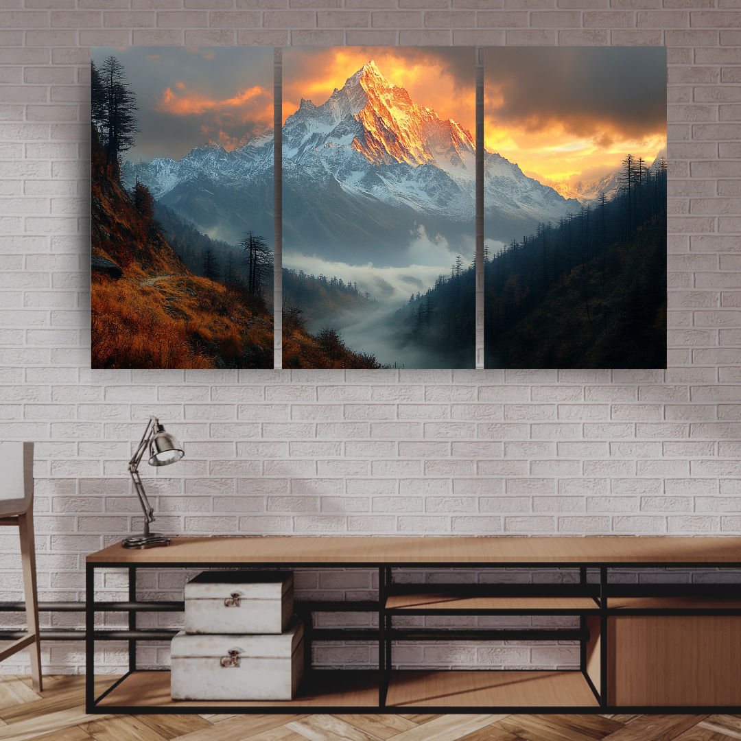 Himalayan Dawn: Snow-capped Mountains, Golden light, and Misty atmosphere - Landscapes