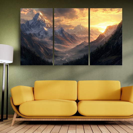 Himalayan Series: Snow-capped Mountains, Golden light, and Misty atmosphere - Landscapes