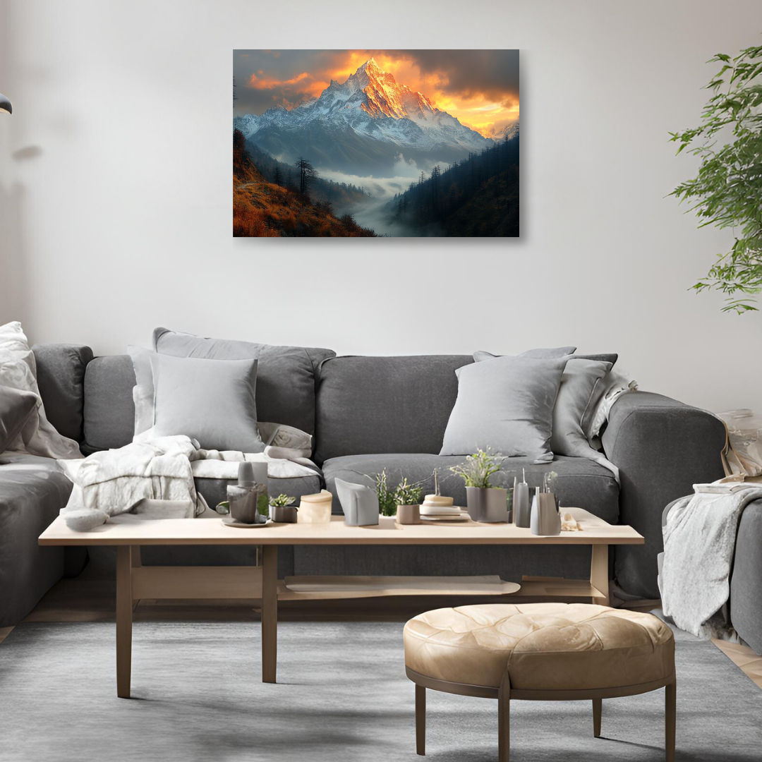 Himalayan Dawn: Snow-capped Mountains, Golden light, and Misty atmosphere - Landscapes