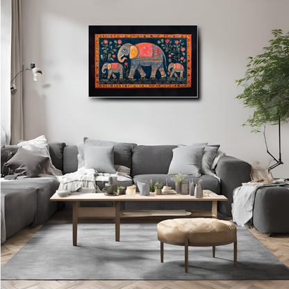 Madhubani Painting Art | Elephant Family- Strength and unity | Indian Folk Art