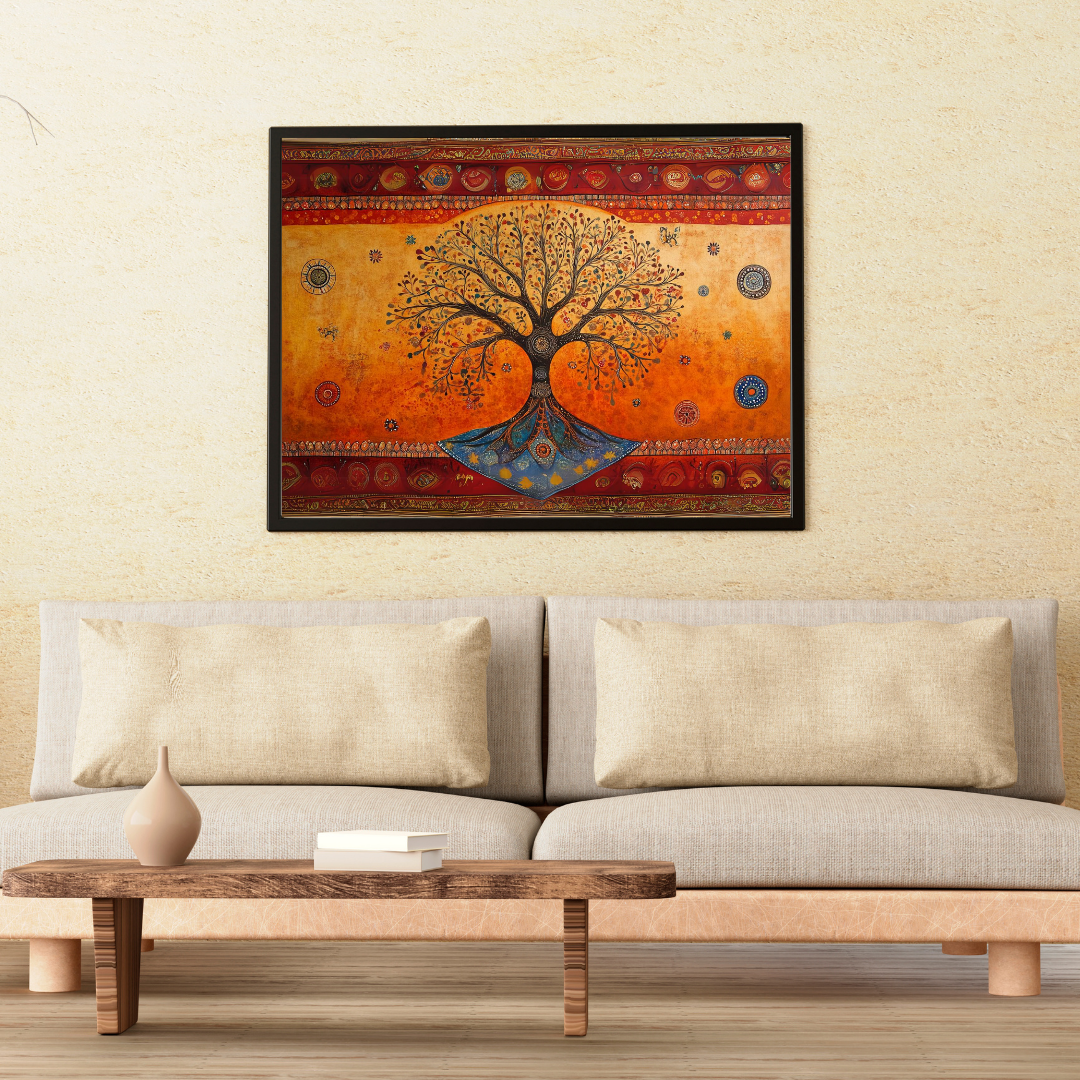 Madhubani Painting Art | Tree of Life -  Symbolizing Harmony and Nature | Indian Folk Art